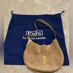 ralph lauren medium suede ID tote in clay